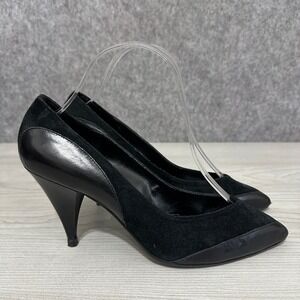 Amanda Smith Black Suede Leather Pointed Toe Stiletto Heels Size 6.5